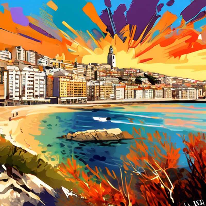 Stunning coastal view of La Coruña, Spain, showcasing its vibrant cityscape and beautiful beaches, inviting travelers to explore its affordability and charm.