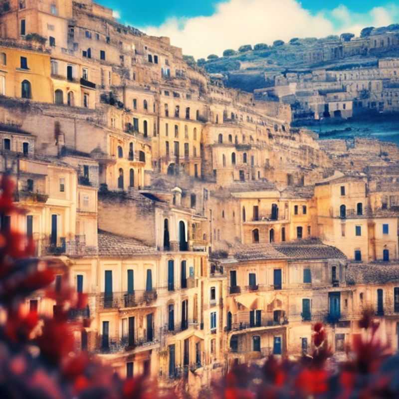 Two intrepid travelers from The Weekend Traveler exploring the charming hillside town of Modica, Italy, its historic architecture and winding cobblestone streets blanketed in a soft winter snow, during their 3-week winter adventure.