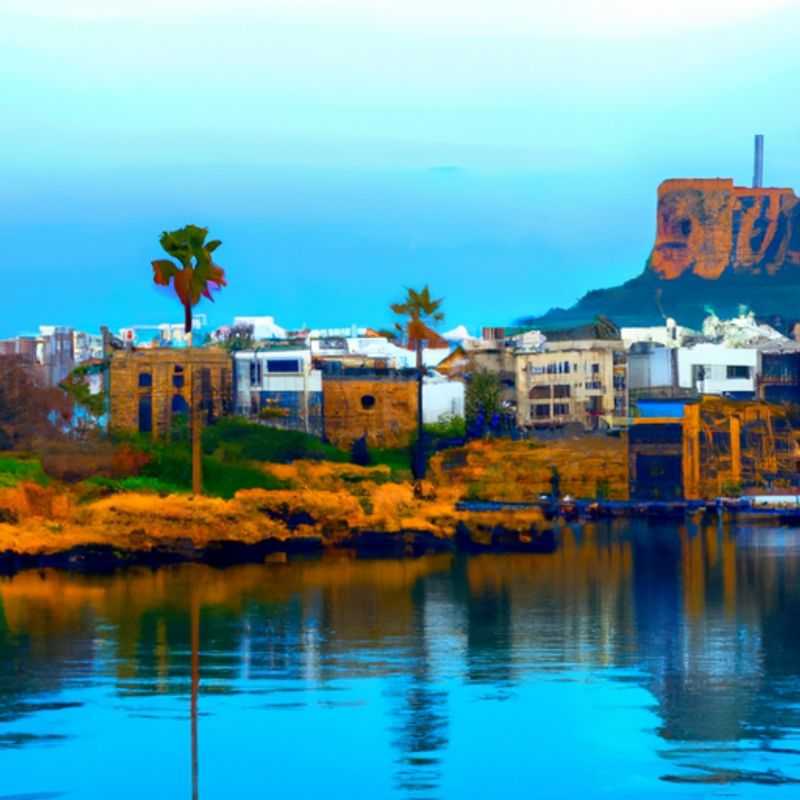 A family with children strolls along the picturesque harbor of Kyrenia, Northern Cyprus, surrounded by the vibrant colors of autumn, enjoying their 5-day fall getaway.