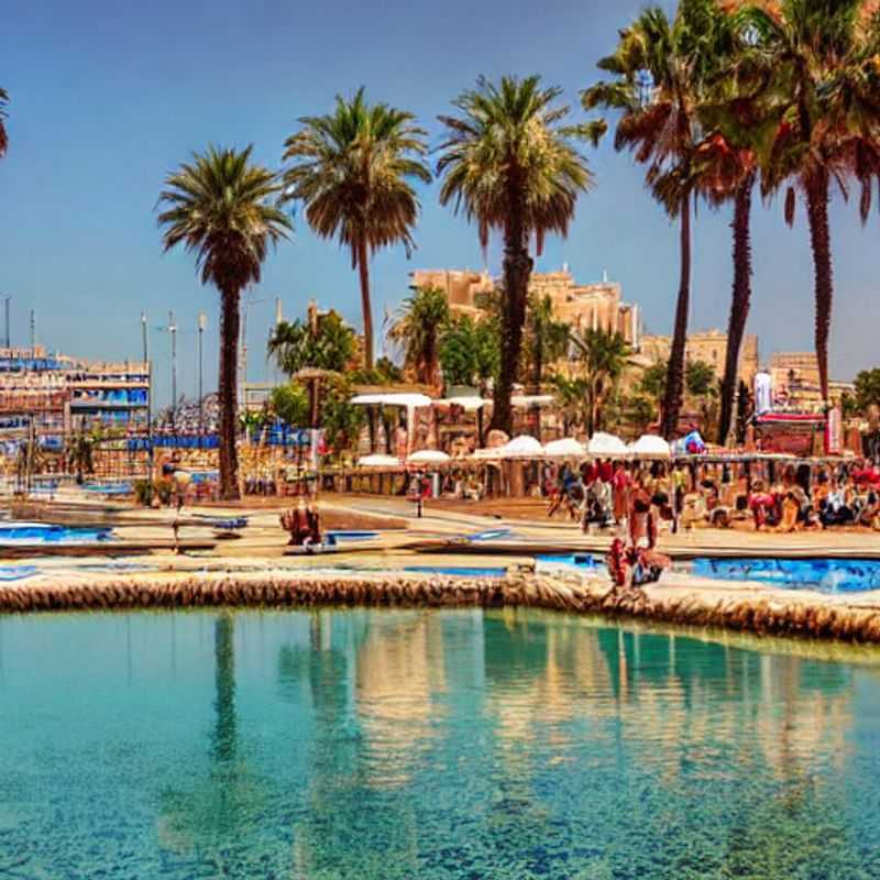 Valencia, Spain basking in the spring sunshine: vibrant flowers, bustling city streets, and the azure Mediterranean Sea hinting at seaside adventures.