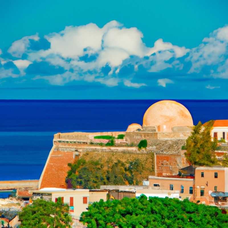 Visita la imponente fortaleza de Fortezza en Rethymno, Grecia, durante el otoño