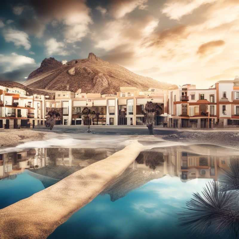 Two wellness-focused travelers stand in awe before the stunning Moorish architecture of Almería, Spain, their winter retreat filled with cultural immersion and restorative experiences.