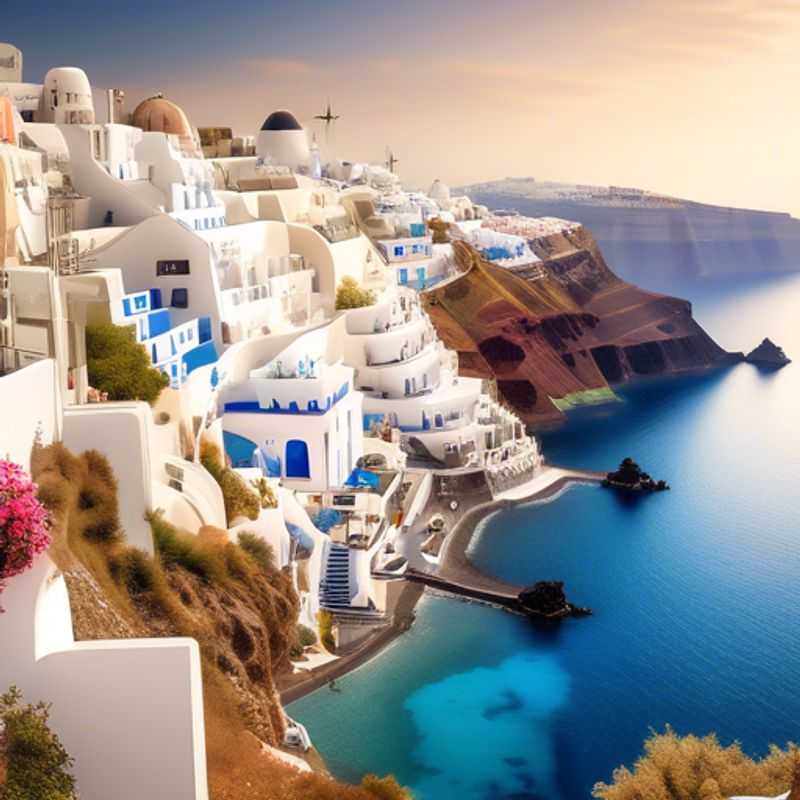 Here are a few options for alt text in Spanish for an image of Santorini, Greece in an article about the cost of visiting: