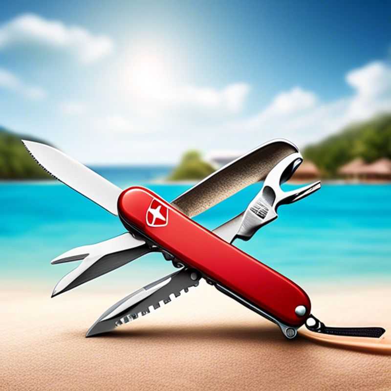 A sleek multi-tool with a variety of tools, including a knife blade, screwdriver, and pliers.