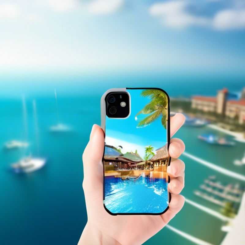 A close-up shot of a waterproof phone case, showcasing its transparent design that allows full functionality while protecting your phone from the elements.