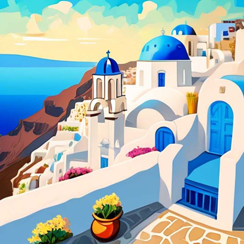 Three business travelers taking in the breathtaking views of Santorini's iconic white-washed buildings and azure waters, finding respite from their hectic schedules during a whirlwind 24-hour visit in the Greek island's springtime splendor.
