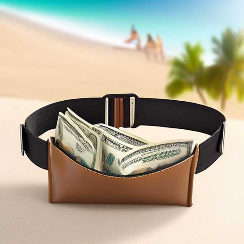 A close-up of a money belt or hidden pouch, perfect for discreetly carrying valuables while traveling.