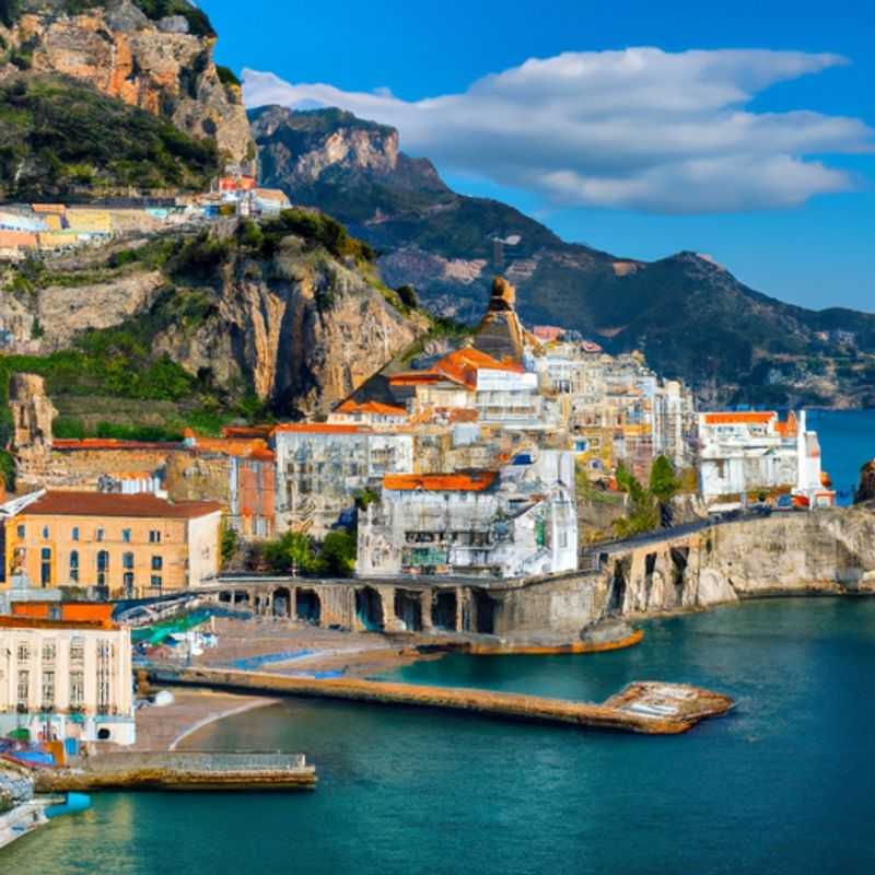 A couple strolls along the picturesque promenade of Salerno, Italy, in the embrace of autumn's vibrant hues, as the gentle waves of the Mediterranean Sea whisper secrets to the shore.