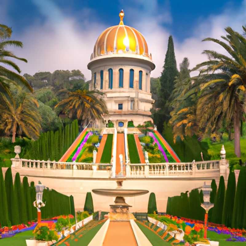 Tres parejas explorando los encantadores Jardines Baha'i en Haifa, Israel, durante su viaje de dos semanas de invierno, descubriendo la belleza y la serenidad de esta ciudad portuaria mediterránea.