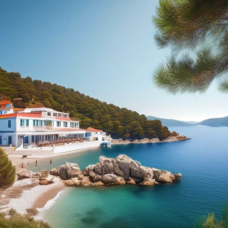 Skopelos, Grèce: Vue pittoresque illustrant le coût de la vie sur l'île.