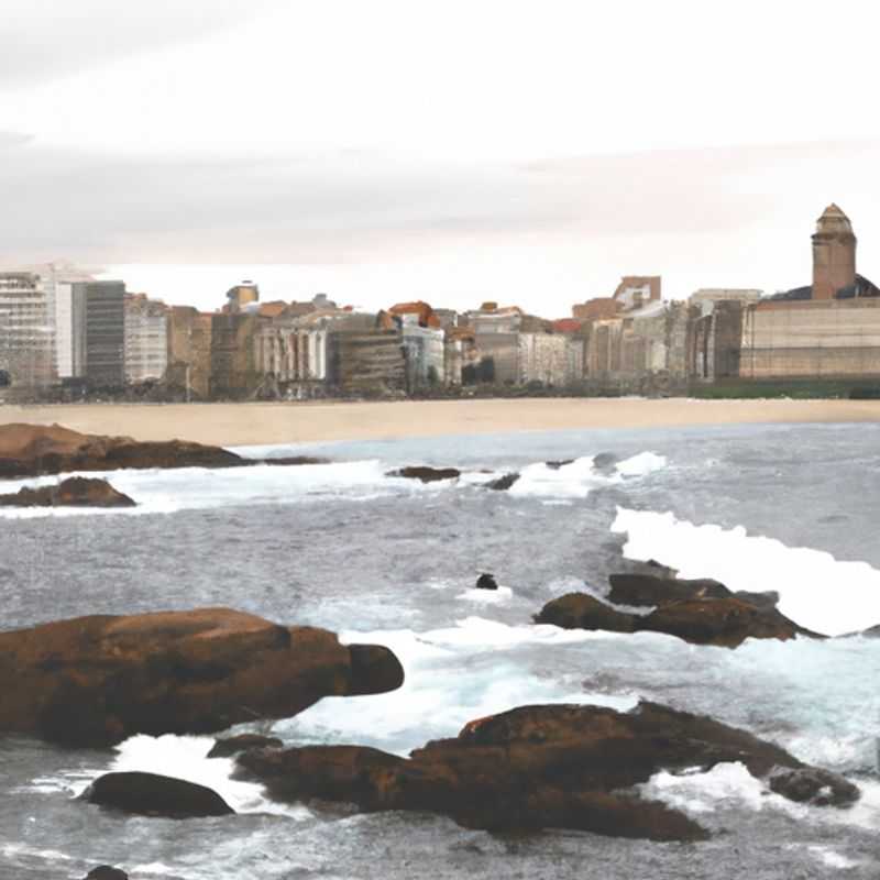 Three couples bundled up against the winter chill, strolling along the windswept promenade of La Coruña, Spain, their faces filled with anticipation for their 5-day adventure in this charming seaside city.