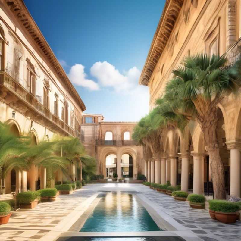 A solo business traveler marveling at the vibrant, sun-drenched streets of Palermo, Italy, discovering the city's captivating blend of architectural wonders and cultural richness during a week-long summer sojourn.