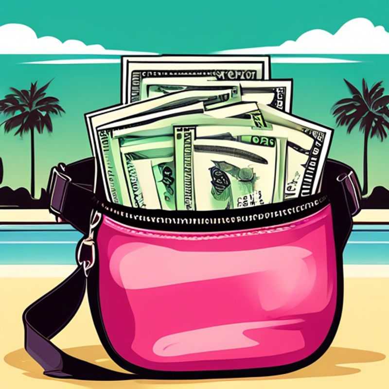A close-up of a money belt or hidden pouch, perfect for discreetly carrying valuables while traveling.