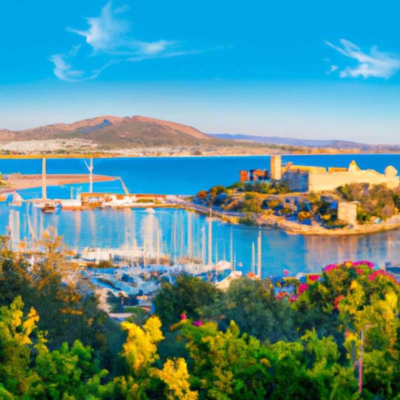 Two couples strolling along the picturesque coastline of Bodrum, Turkey, their laughter echoing through the crisp autumn air, as they embark on their two-week fall adventure.