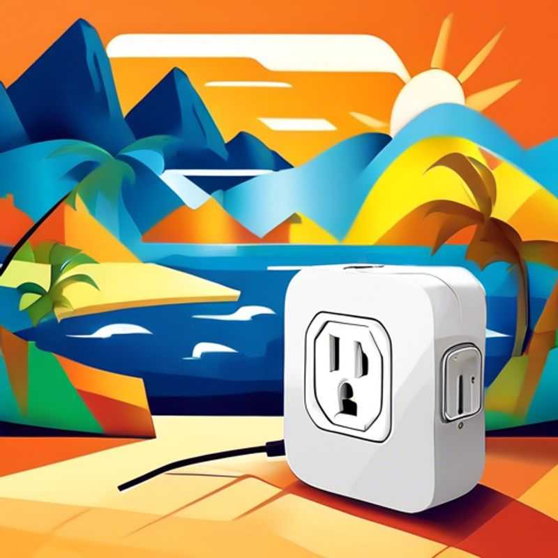 A travel adapter plugged into a wall outlet, ready for use.