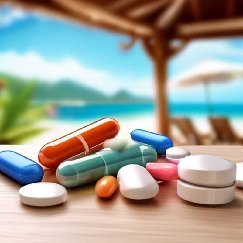 A close-up of various personal medications in a bottle and blister packs.